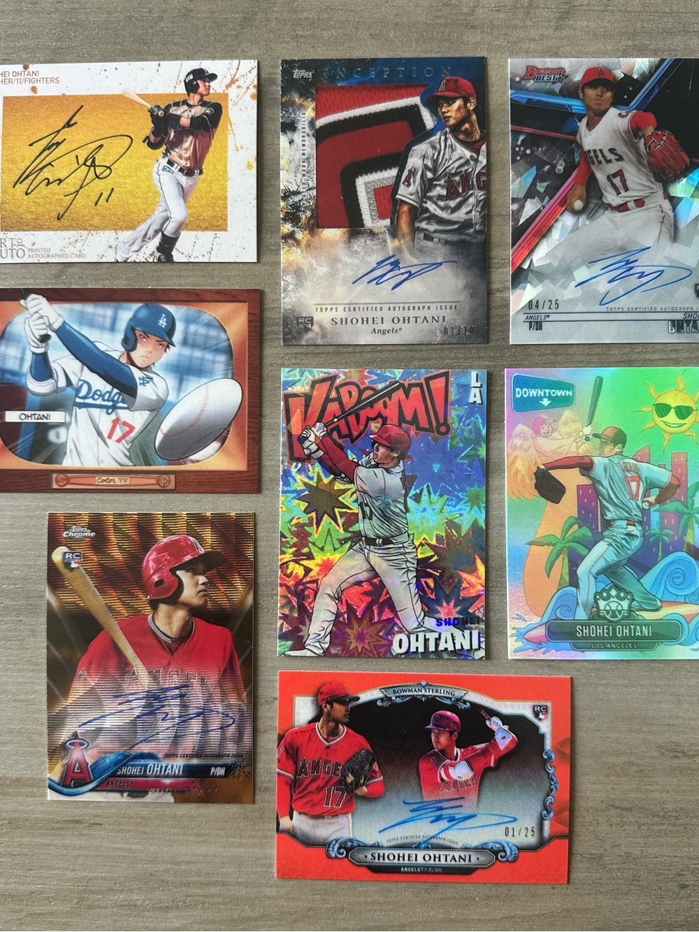 Shohei Ohtani Signed Rookie Lot of (8) Kaboom Downtown BBM Novelty Baseball Card